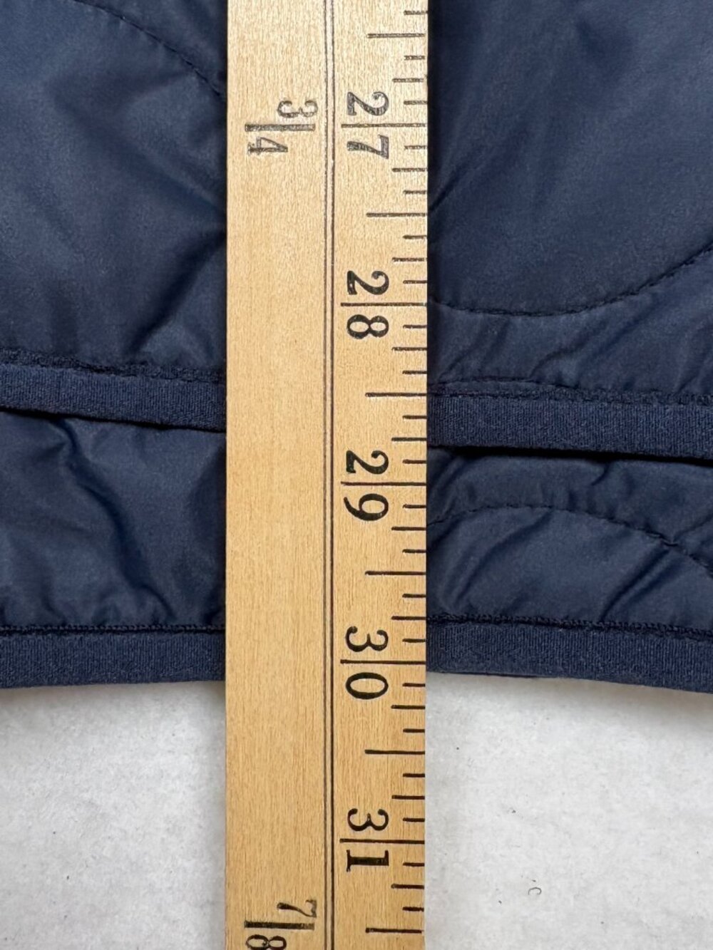 Quince Featherless Quilted Long Puffer Jacket Coat Navy Gold Snaps Preppy Chic M - Picture 6 of 10